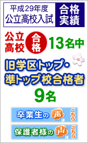 平成23年高校入試合格実績 受験生24人全員 第一志望校 合格